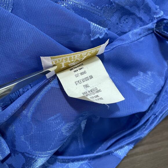 Vintage 90s Keyhole Babydoll Slip Dress Semi-Sheer Satin Floral Lingerie Small - Picture 9 of 9